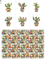 Patchwork Cactus Cotton Fabric Panel – Six 10×10 inch Designs + Bonus 29.5×19.6 by FabricsTown