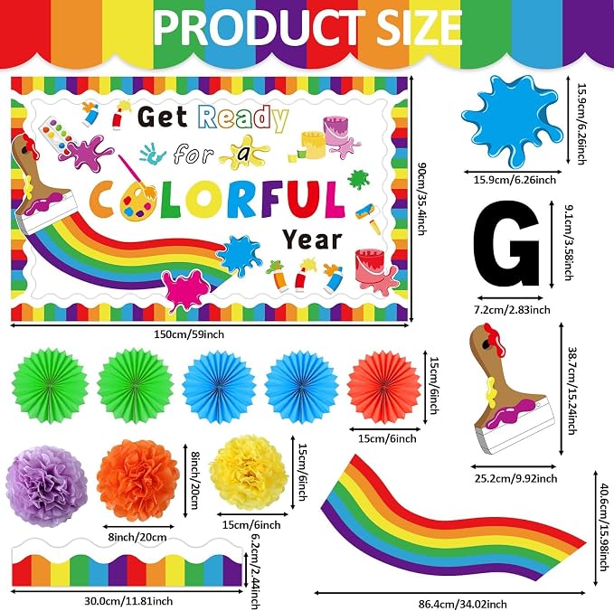 Get Ready for A Colorful Year Bulletin Board Classroom Decorations 3D Colorful - Image 2