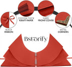 Bstorify Square Scrapbook Photo Albums 80 Pages Red Thick Paper, Ribbon Closure - Image 3