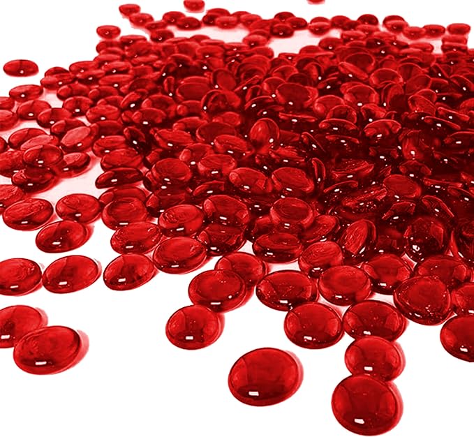 ARSUK 2LB Red Glass Pebbles for Vase Fillers, Aquarium Gravel, Decorative by ARSUK
