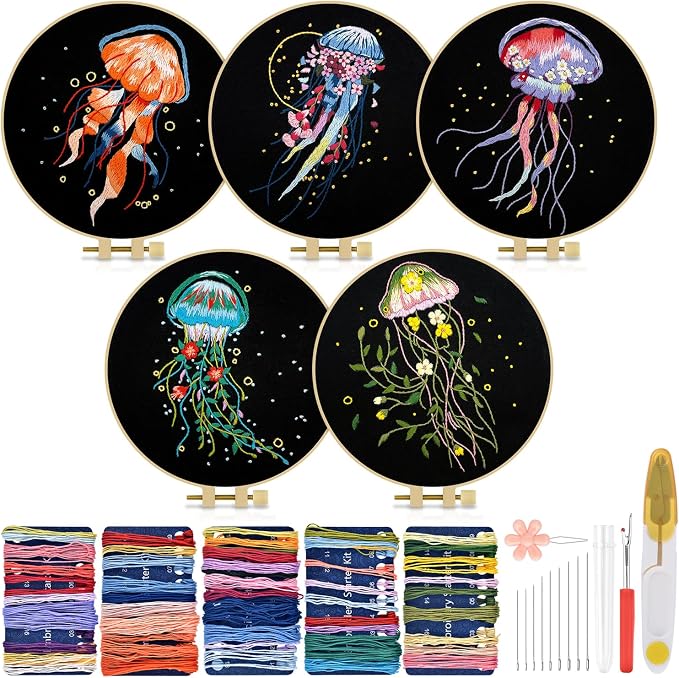 TINDTOP 5 Pack Embroidery Kit for Adult, Embroidery DIY Starter Kit | for by TINDTOP