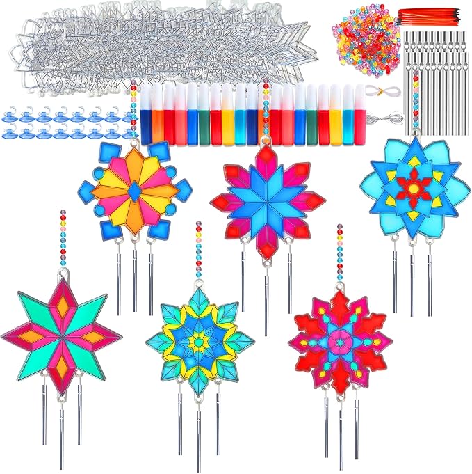 Ayhuhra 30 Sets Winter Snowflake Wind Chime Suncatchers Craft Kits DIY Window by Ayhuhra