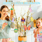 48Pcs Paintable Wooden Easter Ornaments Unfinished Wood Cutouts - Image 4