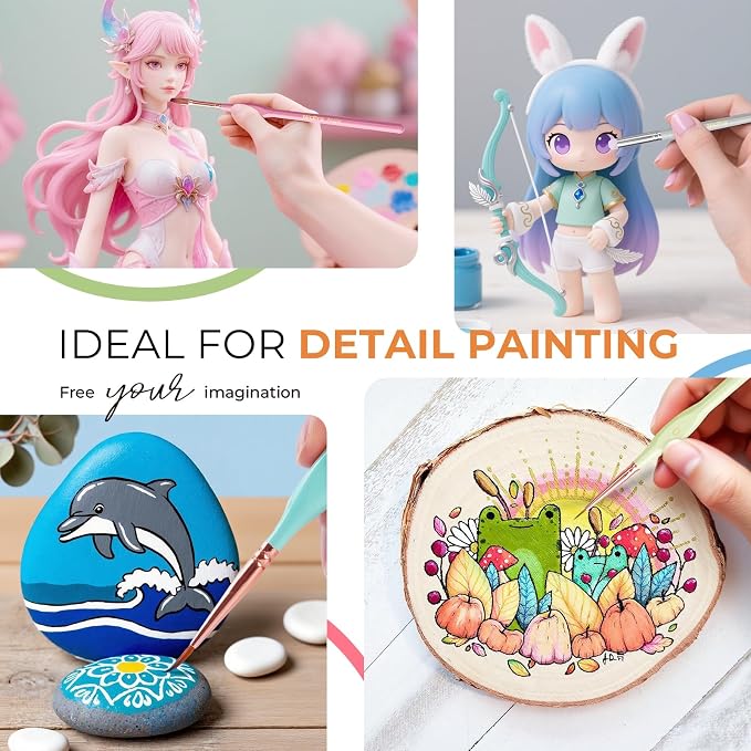 Nicpro 12PCS Fine Detail Paint Brush Drybrush Set, Aesthetic Pastel Fine Tip - Image 7