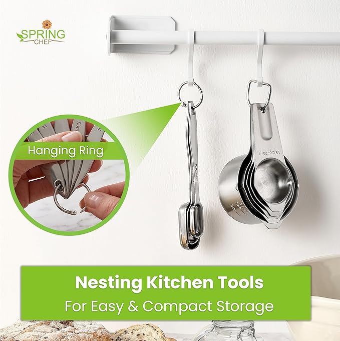 Spring Chef Stainless Steel Measuring Cups and Spoons Set of 10 w/Leveler | - Image 6