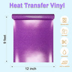 DUEUIOE Purple Glitter HTV Heat Transfer Vinyl Roll - Image 2