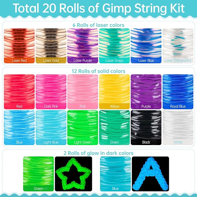 Lanyard String, 20 Rolls Gimp String, Plastic Strings Lacing Cord, Boondoggle - Image 3