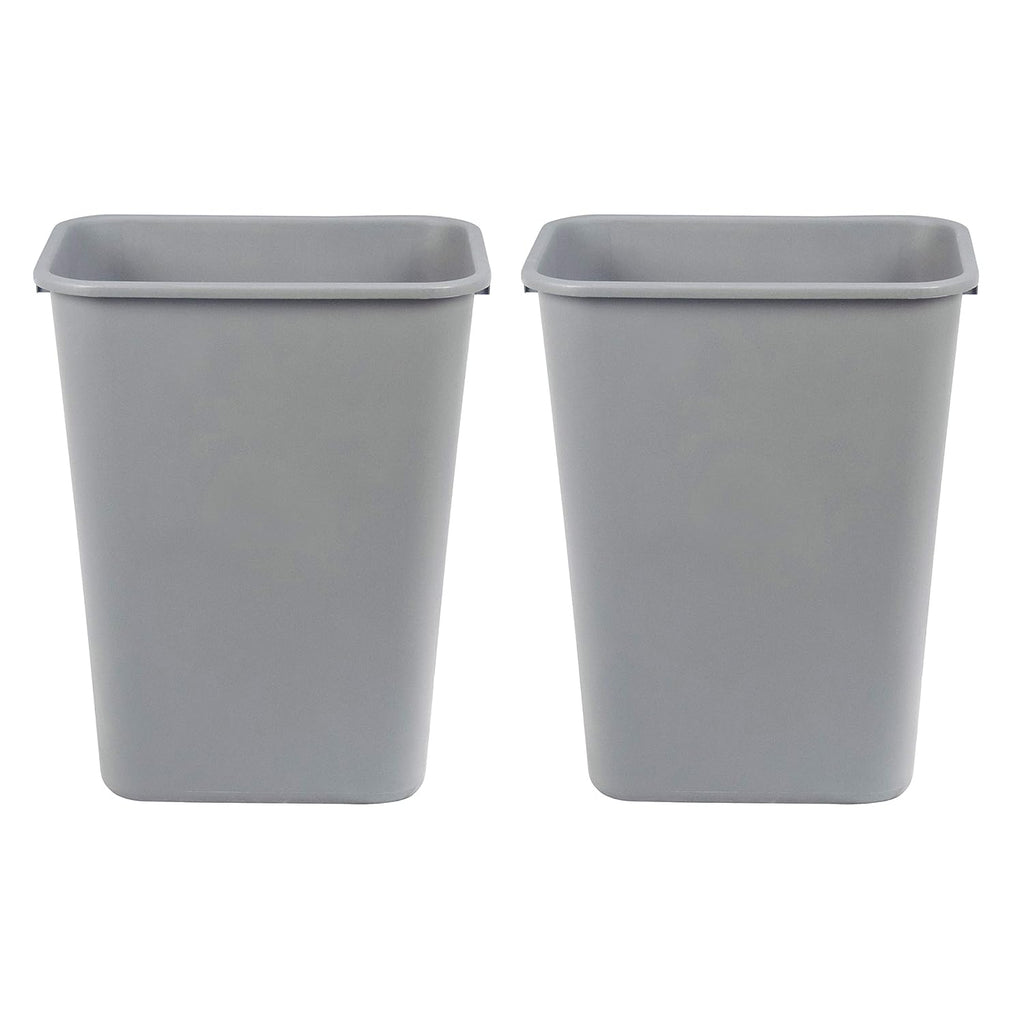 Amazon Basics Rectangular Commercial Office Wastebasket, 10 gallon (Pack of 2), Grey (Previously AmazonCommercial brand)