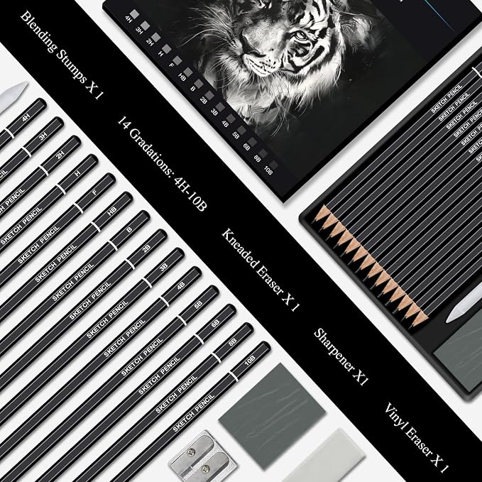 Aenir Sketch Pencils for Drawing, Drawing Pencils Set of 18, 10B–4H Graphite - Image 2