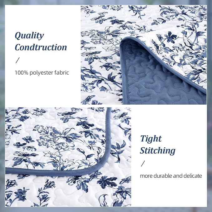 WONGS BEDDING Quilt King Size, Botanical Quilt - Image 4