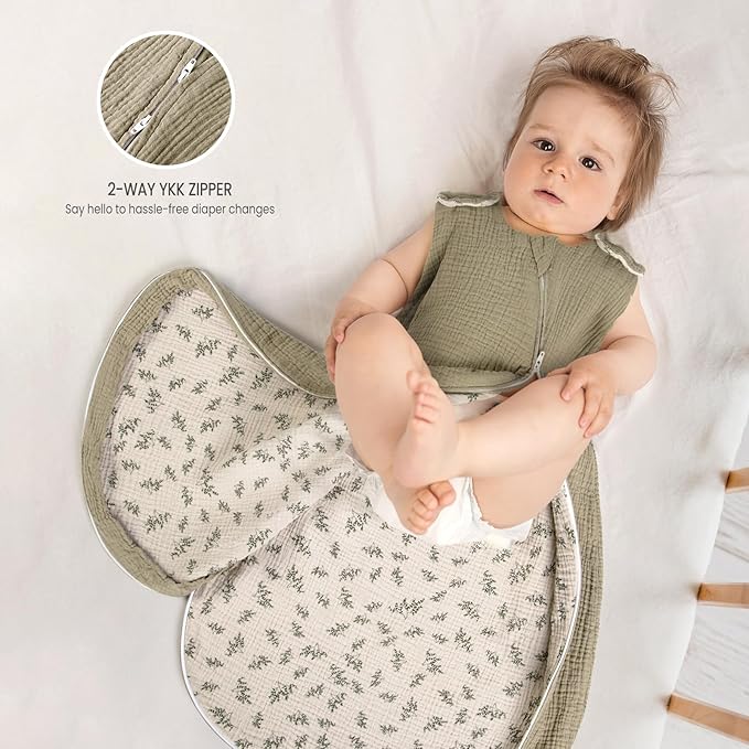 lulumoon Sleep Sack Muslin for Baby: Cotton Wearable Blanket for 15-24 Months - Soft Lightweight Ideal for Nursery Lounge Nighttime Naptime