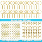 Keychain Rings Kit for Crafts Gold, PAXCOO Includes 100Pcs Split Key Ring - Image 3