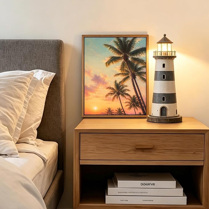 Pastel Sunset Palm Tree Canvas Wall Art Tropical Summer Beach Sunset Painting - Image 5