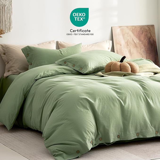 JELLYMONI 100% Washed Cotton Duvet Cover Full – Soft, Breathable Linen-Look - Image 2