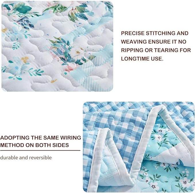 Joyreap 3 Pieces Floral Patchwork Quilt Set King, Soft n Cozy Microfiber Quilt - Image 4