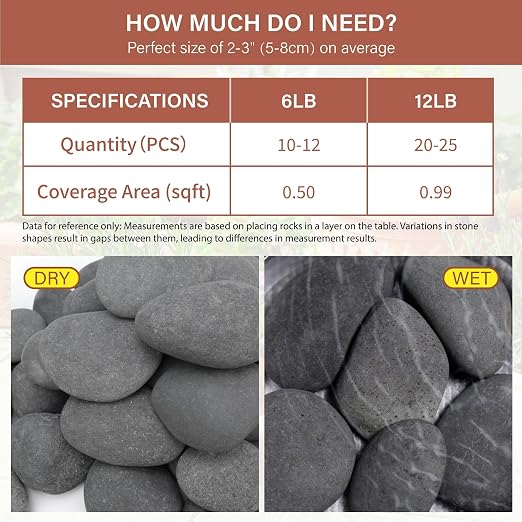 NUPICK 12lb Mexican Beach Pebbles, 2-3" Black River Rocks - Image 2