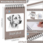 10 Pack 600 Sheets Heavyweight Sketchbook 5.5" x 8.5" 200GSM Very Thick Mixed - Image 2