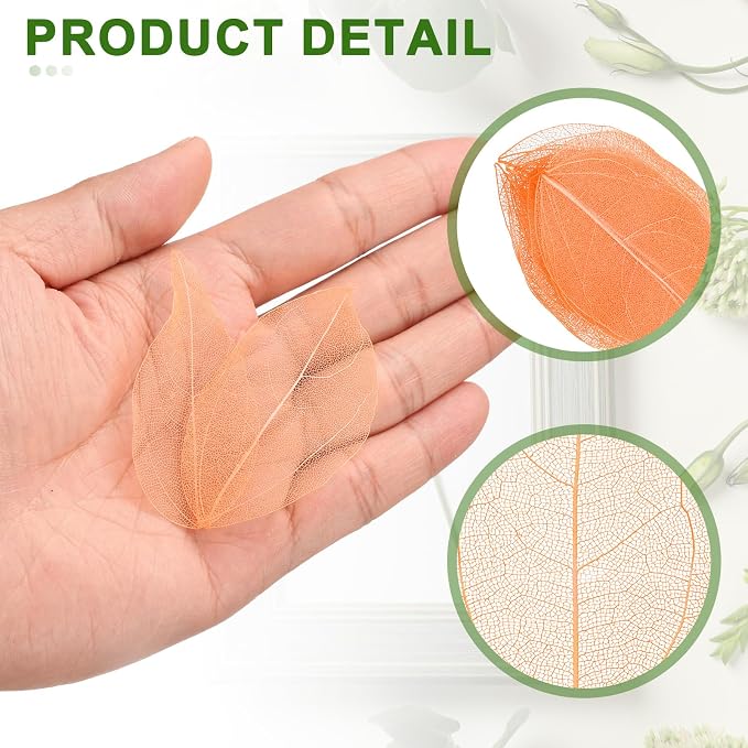 uxcell 100 Pcs Orange Skeleton Leaves - Image 3