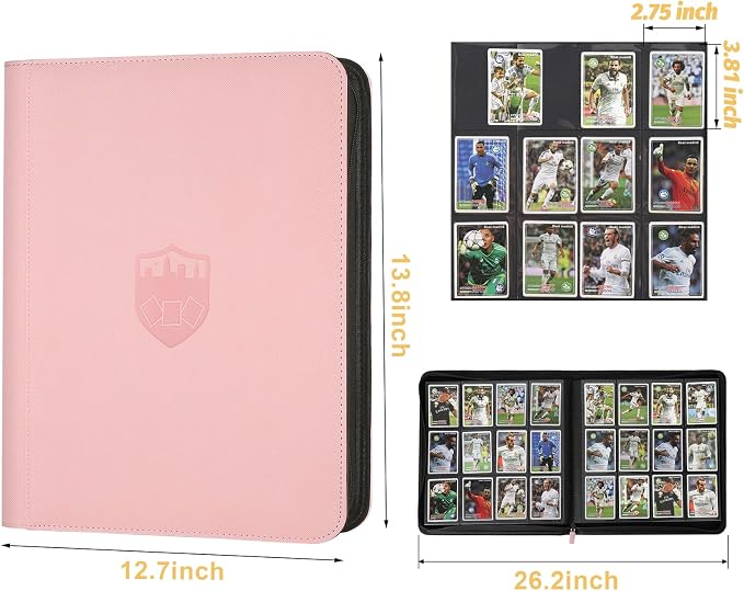 12 Pocket Ringless Side Loading Trading Card Binder, 720 Cards PU Fixed Page - Image 2