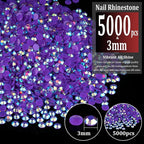 5000pcs 3mm Resin Rhinestones Bulk, Dark Purple AB Flatback Round Jelly - Image 2