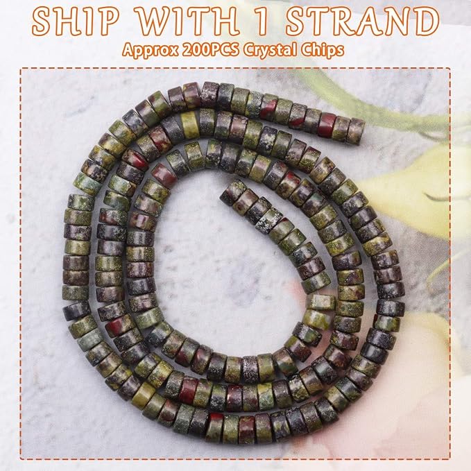 Natural Stone Heishi Beads for Necklace Making, 4 mm x 6 mm Small Flat Round - Image 3