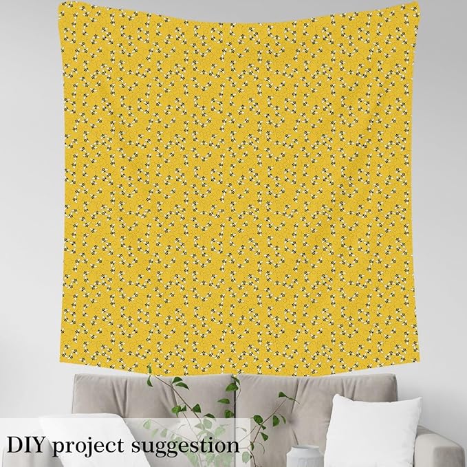 Feelyou Cute Bees Fabric by The Yard, Cartoon Bee and Flowers Upholstery Fabric - Image 3