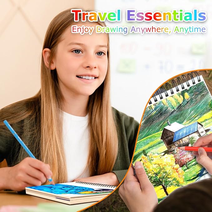 4 Pack 9x12 Sketch Book Spiral Bound, 50 Sheets Each 100gsm/68lb Acid-Free - Image 5