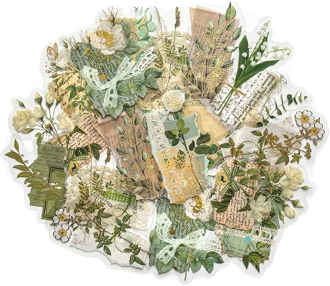 180PCS Gold Foil Vintage Botanical Flower Scrapbook Stickers, Craft Supplies - Image 3