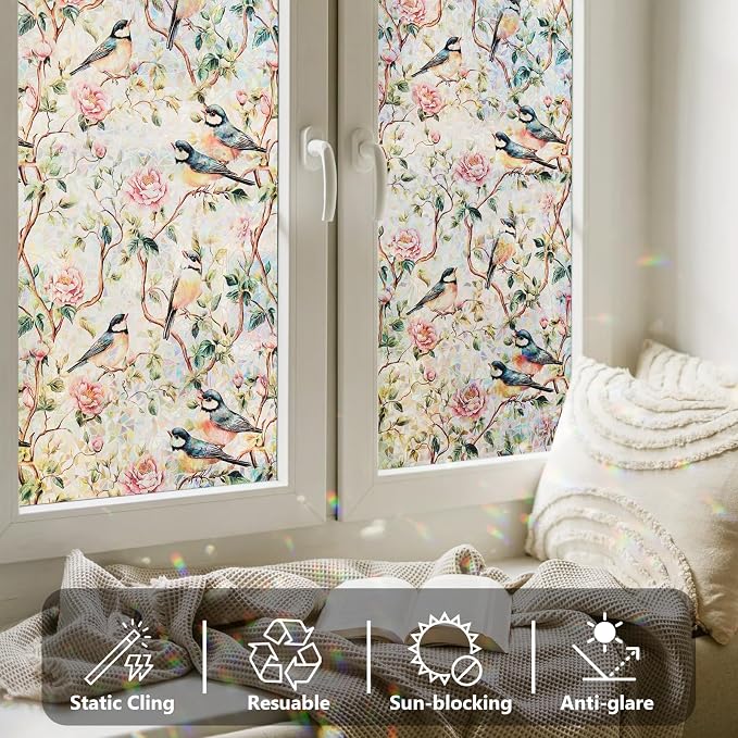 Window Privacy Film Stained Glass 23.6" x 78.7" Rainbow | Static cling – no glue - Image 2