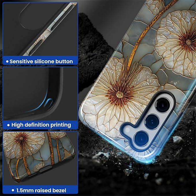 for Samsung Galaxy S23 Plus Case, Dandelion Stained Glass Pattern Glossy 2 in 1 - Image 4
