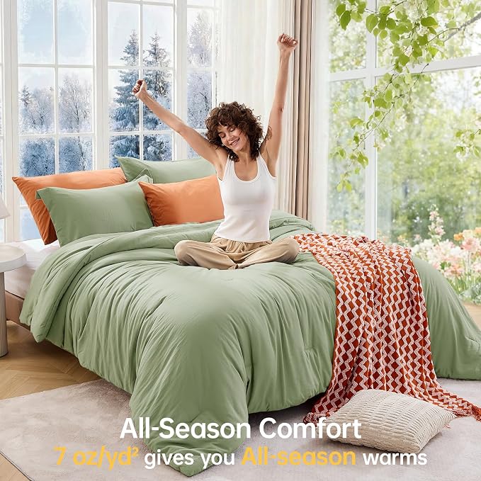 MUXHOMO Green Full Comforter Sets, All Season Ultra Soft Down Alternative - Image 4