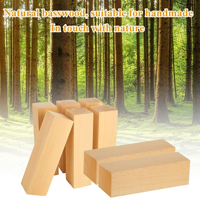 Acrux7 8 Pack 8 x 2 x 2 Inch Basswood Carving Blocks, Natural Unfinished Bass - Image 3