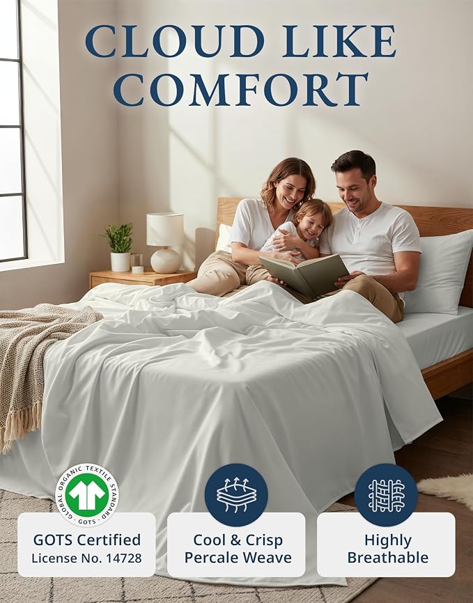 LANE LINEN Twin Bed Sheets, 100% Organic Cotton Sheets Twin Size, Hotel Quality - Image 2