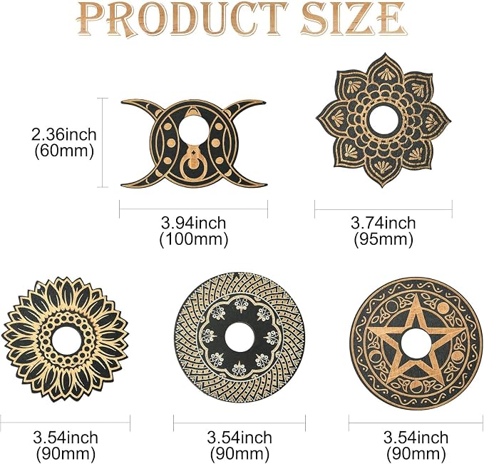 10 pcs 5 Styles Moon Flower Theme Wooden Crystal Display Star Round Lotus - Image 2