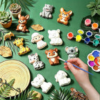Yamgqus 24 Pcs Paint Your Own Plaster Jungle Animals Painting Kit, DIY Ceramic - Image 4