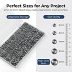 36000Pcs Grey Rhinestones for Bedazzling, Flat Back Resin Diamond Crystal - Image 3
