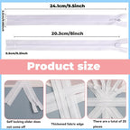 YAKA 20pcs White Nylon Invisible Zippers Tailor Sewing Tools Garment - Image 2