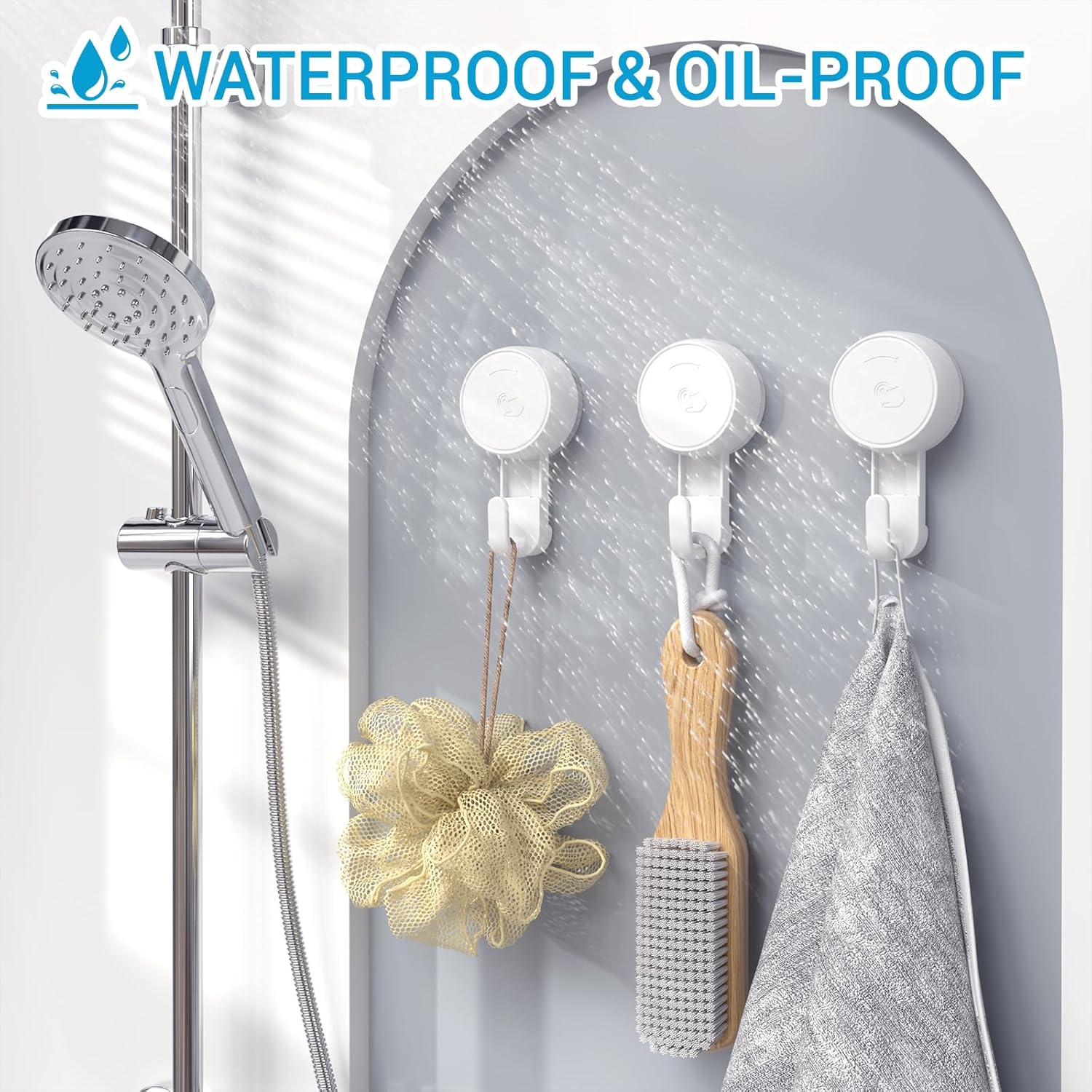 LUXEAR Suction Cup Hooks Reusable Suction Hooks for Shower Wall Vacuum Bathroom Suction Holder Removable Window Glass Door Suction Hanger for Bathroom Kitchen Heavy Duty Hook for Wreath (4 Pack)