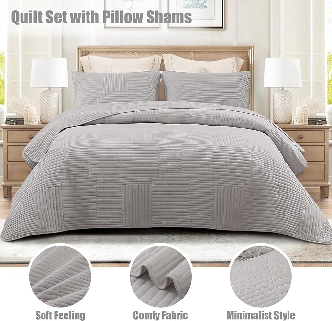 Whale Flotilla Ultra Soft Queen Quilt Bedding Set, Lightweight Microfiber Light - Image 2