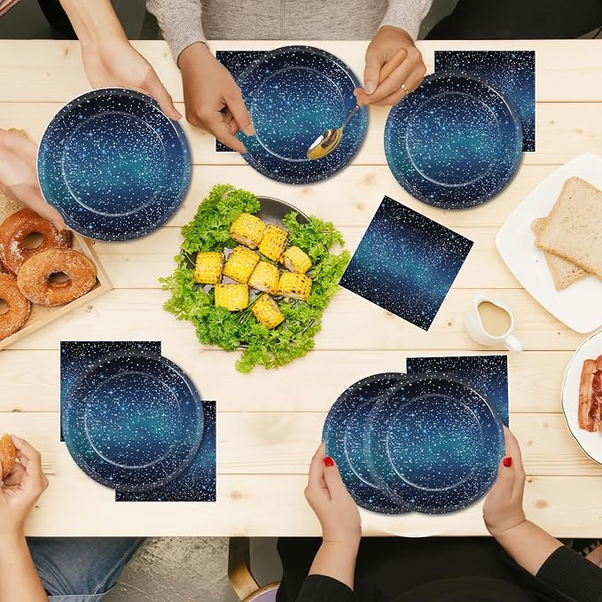 48Pcs Starry Night Starry Sky Galaxy Paper Plates and Napkins Solar System - Image 5