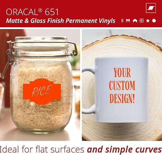 ORACAL 651 Matte Orange Vinyl Durable Roll Easy to Weed Permanent Adhesive - Image 2