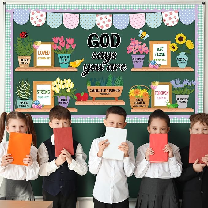 Christian Bulletin Board Set God Says You are Religious Classroom Decoration - Image 5