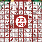 72 PCS 3x3 Inch Christmas Stencils by Yazhiji