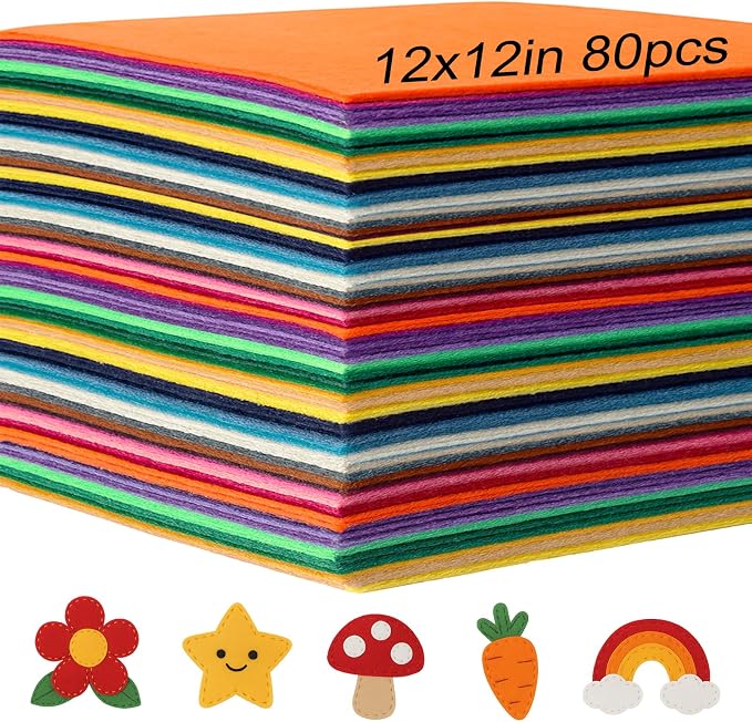 80PCS, 1mm Stiff Felt Fabric Sheets, 40 Assorted Colors, Felt Sheets by Unknown