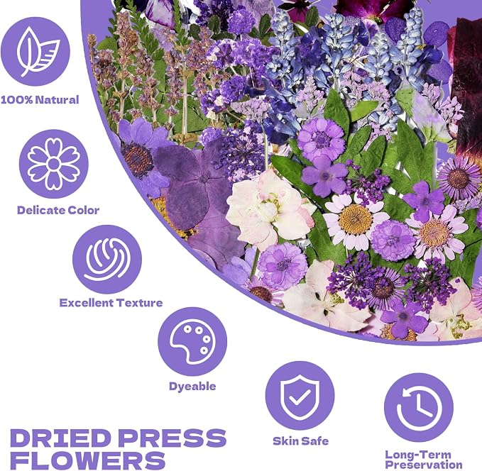 Dried Flowers for Resin 119Pcs | Pink Real Natural Pressed Flowers - Image 3