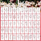 50PCS Flower Stencils for Painting, Small Botanical Stencils for Crafts Reusable by Felixcraft-DIYDreamscape