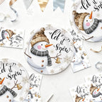 40Pcs Snowman Paper Plates Napkins Supplies Disposable Let It Snow Baby Shower - Image 5