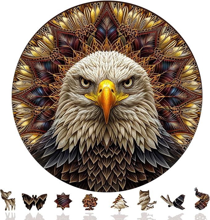 Reouinty Wooden Puzzle for Adults 300 Pieces, Bald Eagle Jigsaw Puzzles for by Reouintywoodenpuzzle