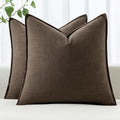 MIULEE Decorative Linen Euro Sham Pillow Covers 22x22 Inch Dark Coffee by MIULEE