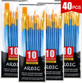 Acrylic Paint Brush Set, 4 Packs / 40 pcs Nylon Hair Brushes by AROIC
